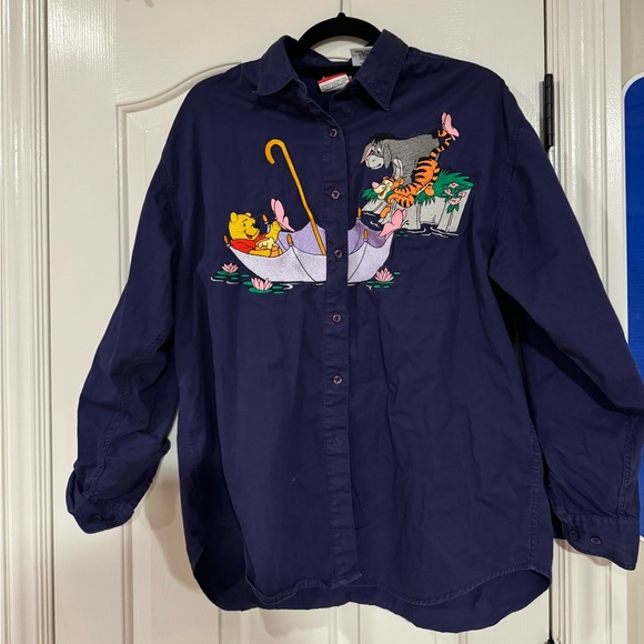 Vintage Disney Winnie The Pooh Purple Button Down - Picture 2 of 2
